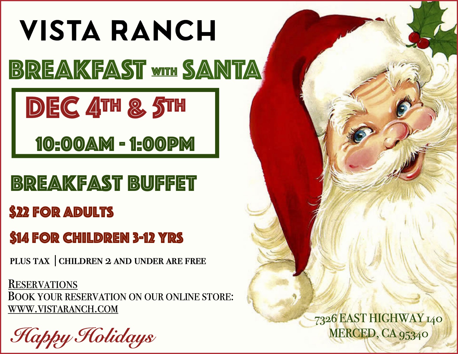 Breakfast with Santa Vista Ranch